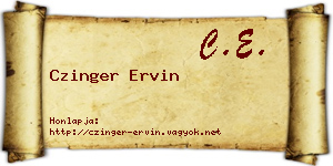 Czinger Ervin névjegykártya